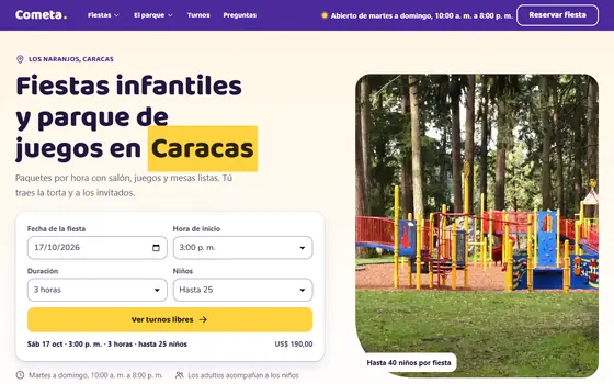 Inicio de ejemplo de un salón de fiestas infantiles